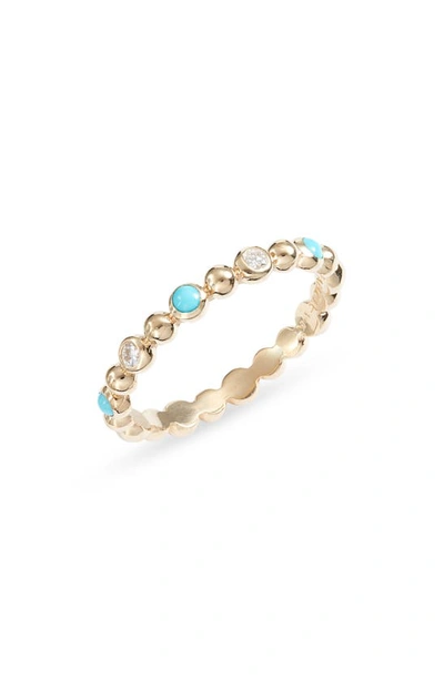 Shop Anzie Dew Drop Étoile Diamond & Turquoise Ring In Gold