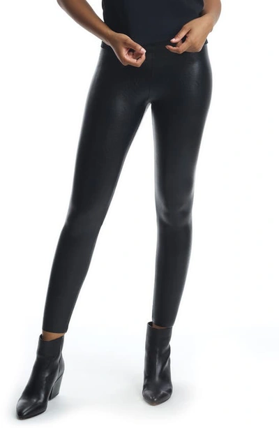 Commado Faux Leather Pocket Leggings In Black