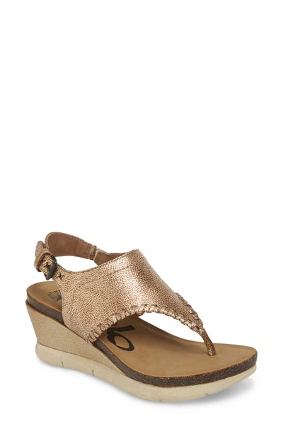 Shop Otbt Meditate Wedge Sandal In Gold Sparkle Leather