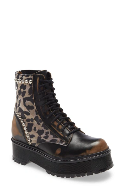 Shop Steve Madden Activated Lace-up Boot In Leopard Print Multi