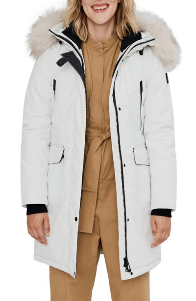 Shop Noize Parka With Faux Fur Hood In White
