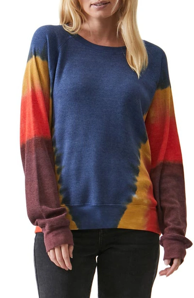 Shop Michael Stars Mira Raglan Sleeve Thermal Knit Pullover In Rainbow Combo