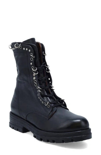 Shop A.s.98 Elliot Combat Boot In Black Leather