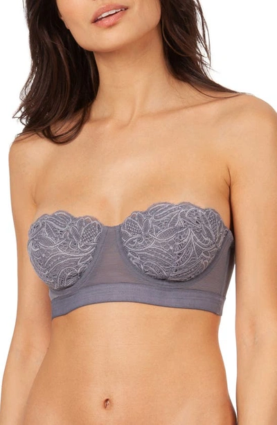 Lively The Lace Strapless Bra In Smoke