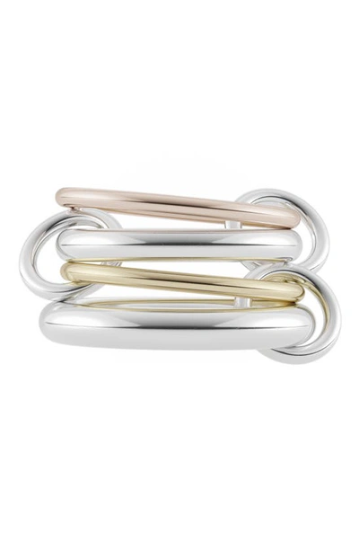 Shop Spinelli Kilcollin Hyacinth Mixed Metal Linked Rings In Yellow Gold/ Rose Gold/ Silver