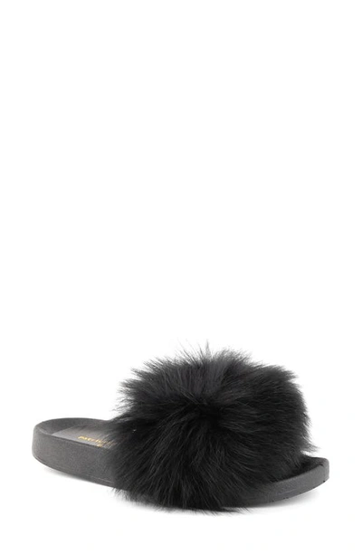 Shop Patricia Green Foxy Genuine Fox Fur Slipper In Black Fur