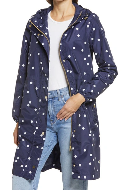 Shop Joules Weybridge Polka Dot Packable Waterproof Raincoat In Navy Spot