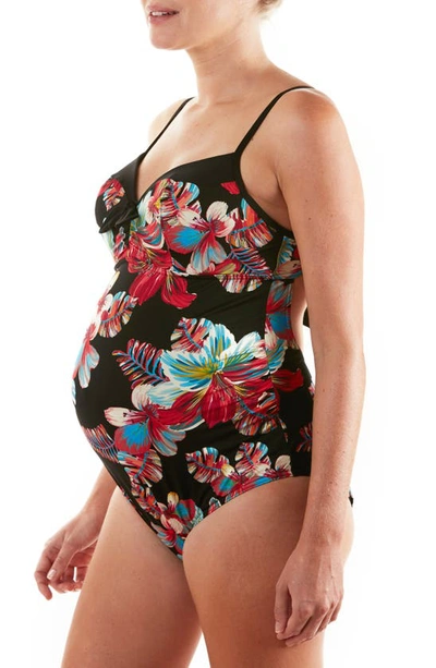 Shop Cache Coeur Vahine One-piece Maternity Swimsuit In Multicolor