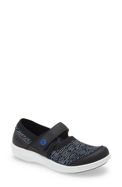 Shop Traq By Alegria Qutie Mary Jane Flat In Blue Dash Leather