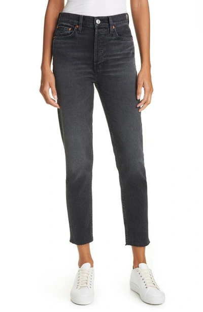 Shop Re/done High Waist Stovepipe Jeans In Black