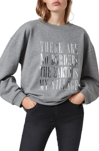 Shop Allsaints Freedom Iona Graphic Sweatshirt In Grey Marl