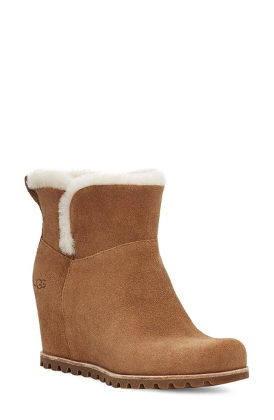 Ugg Women's Seyline Shearling-trimmed Suede Wedge Boots In Chestnut Suede |  ModeSens