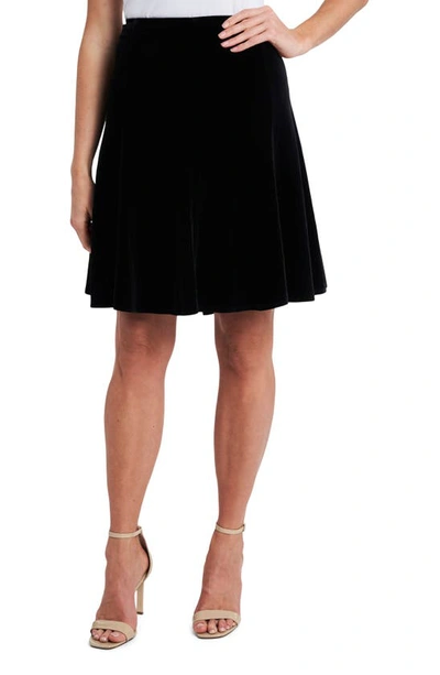 Shop Cece Velvet Flare Skirt In Rich Black