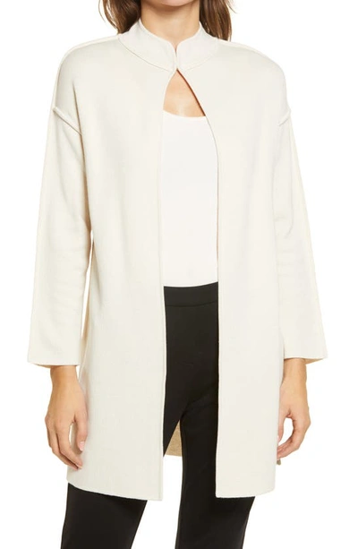 Shop Anne Klein Nehru Collar Sweater Coat In Anne White