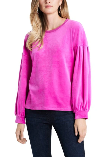 Shop 1.state Velour Balloon Sleeve Top In Party Pink