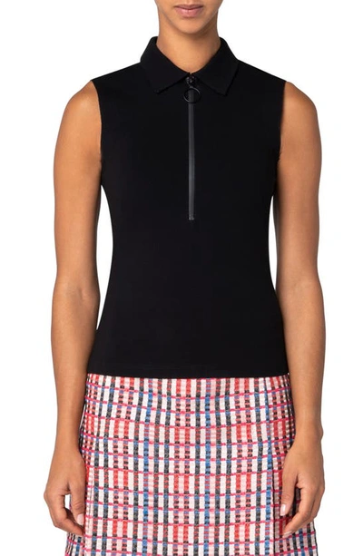 Shop Akris Punto Sleeveless Cotton Polo In Black