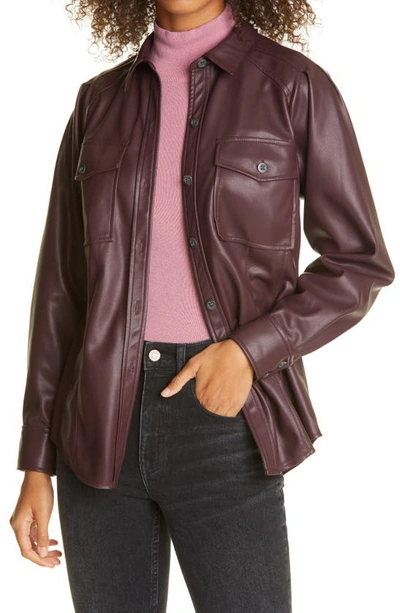 Shop Rebecca Taylor Faux Leather Belted Jacket In Port