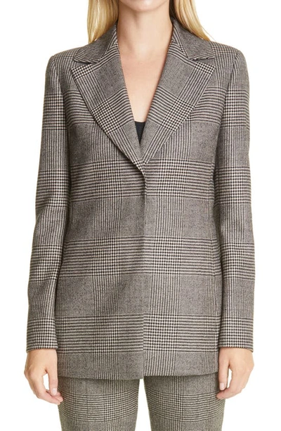 Shop Akris Glen Plaid Wool Blazer In 393-black-ble