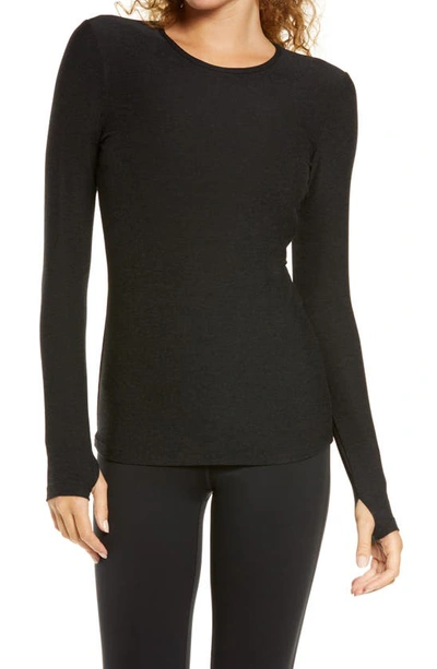 Shop Beyond Yoga Classic Crewneck Pullover In Darkest Night