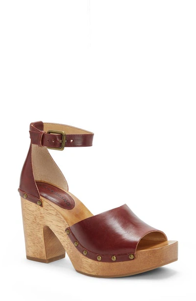 Shop Lucky Brand Nelora Ankle Strap Platform Sandal In Brandy Leather