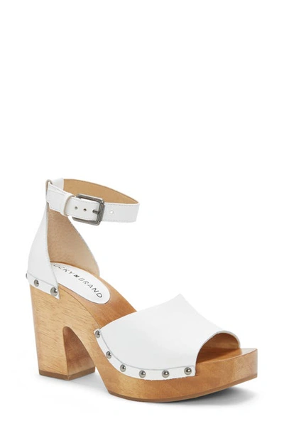 Shop Lucky Brand Nelora Ankle Strap Platform Sandal In White Leather