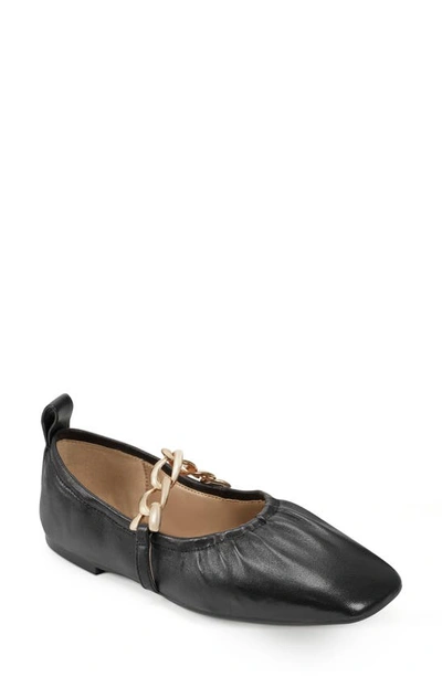 Shop Aerosoles Ramen Flat In Black Leather