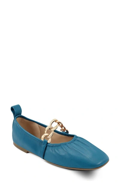 Shop Aerosoles Ramen Flat In Blue Leather