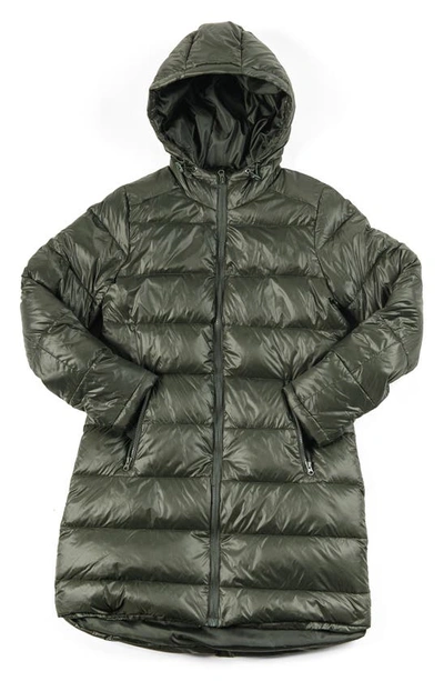 Shop Modern Eternity 3-in-1 Waterproof Quilted Down & Feather Fill Maternity Puffer Coat In Khaki Green