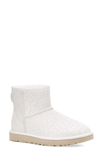 Shop Ugg Classic Mini Ii Genuine Shearling Lined Boot In White Snow Leopard Suede