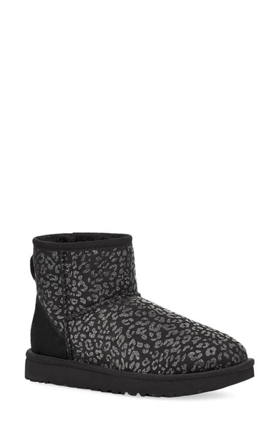 Shop Ugg Classic Mini Ii Genuine Shearling Lined Boot In Black Snow Leopard Suede