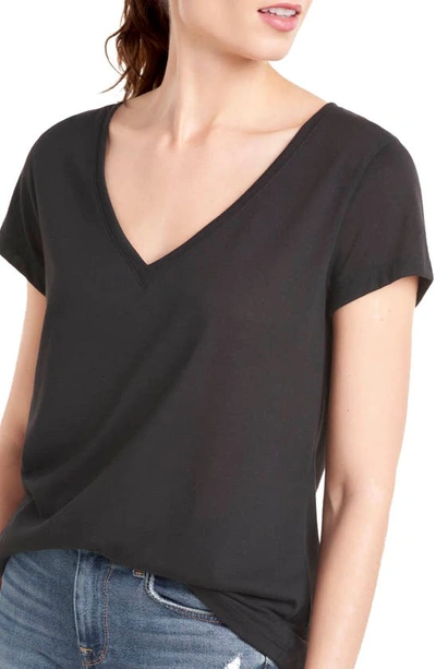 Shop Splendid Recycled Blend V-neck T-shirt In Black