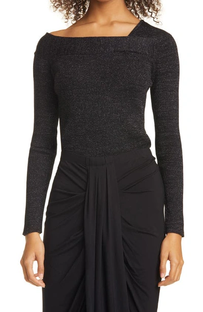 Shop Donna Karan Asymmetrical Sweater In Black