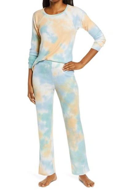 Shop Bp. Saturday Morning Thermal Pajamas In Blue Cashmere Tie Dye