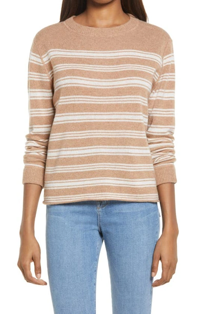 Shop Reformation Cashmere Sweater In Camel Stripe