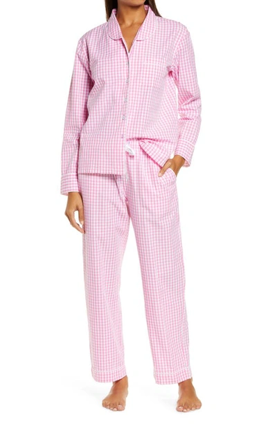 Shop Sant And Abel Long Sleeve Gingham Print Pajamas In Gingham Pink