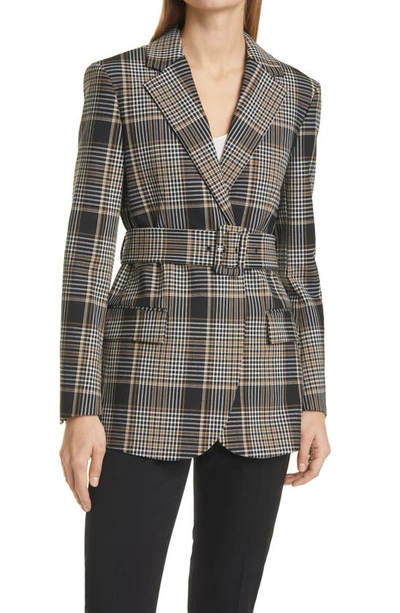 Shop Theory Plaid Double Breasted Blazer In Black Multi