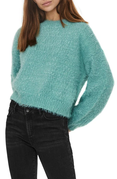 Shop Vero Moda Autumn Fuzzy Sweater In Oil Blue