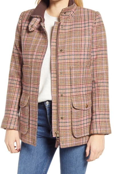 Shop Joules Fieldcoat Tweed Jacket In Pink Tweed