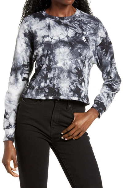 Shop All In Favor Tie Dye Applique Crop Pullover In Black