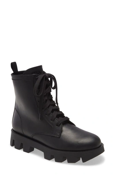 Shop Prada Rocksand Combat Boot In Black
