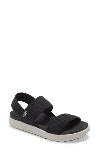 Keen Elle Webbing Strap Sandal In Black Fabric