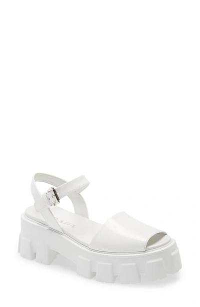 Shop Prada Monolith Lug Sole Sandal In White
