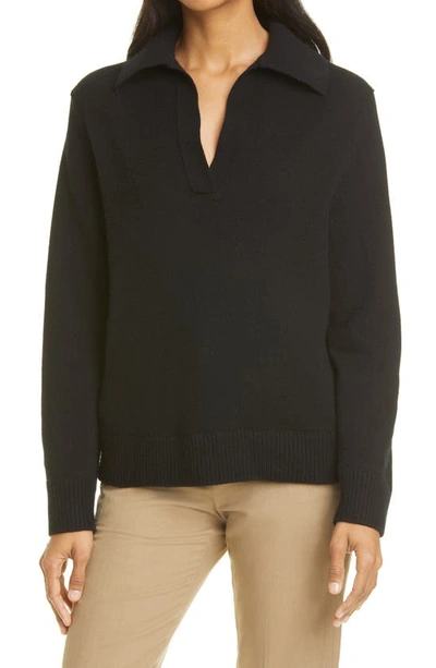 Shop Vince Wool & Cashmere Polo Sweater In Black