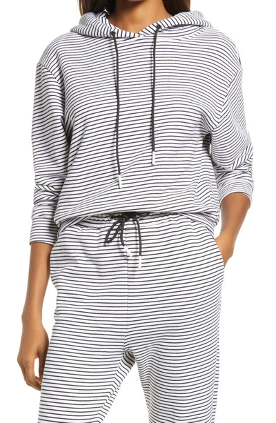 Shop Askk Ny Stripe Crop Cotton French Terry Hoodie