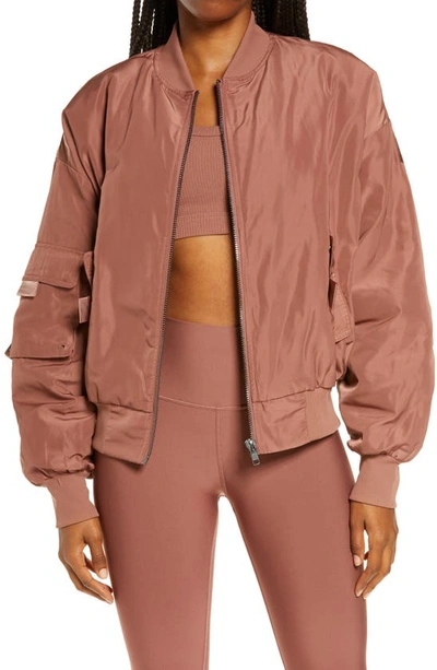 Shop Alo Yoga It Girl Bomber Jacket In Chestnut