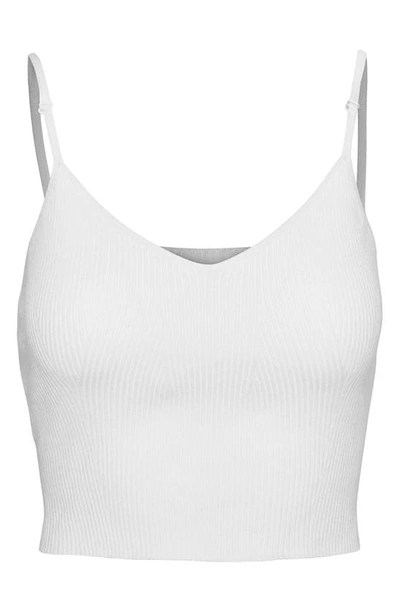 Shop Afrm Rib Knit Crop Top In Soft Blanc