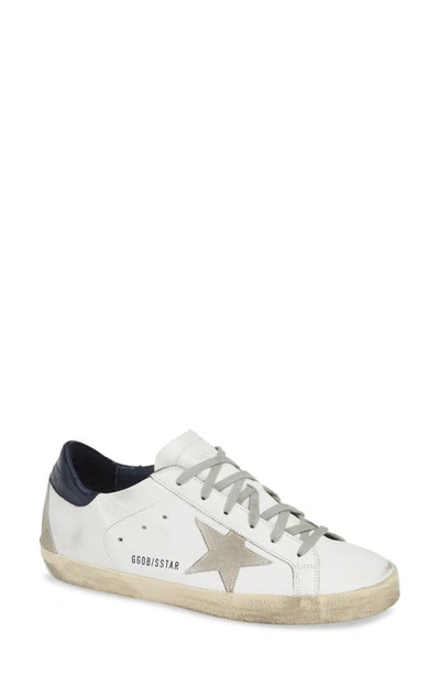 Shop Golden Goose Super-star Low Top Sneaker In White/ Ice/ Night Blue