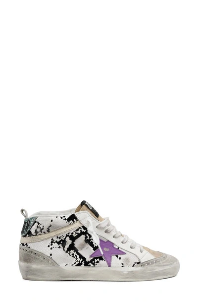 Shop Golden Goose Mid Star Sneaker In Python/ Ice/ Brown/ Purple