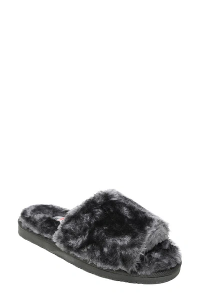 Shop Minnetonka Faux Fur Slide Slipper In Charcoal