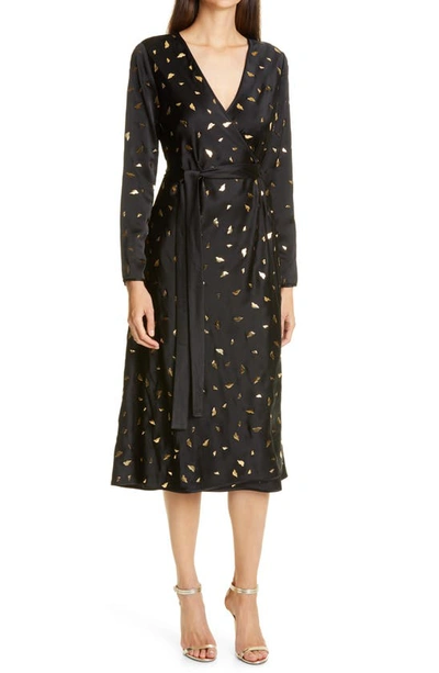 Shop Diane Von Furstenberg Tilly Long Sleeve Midi Dress In Black